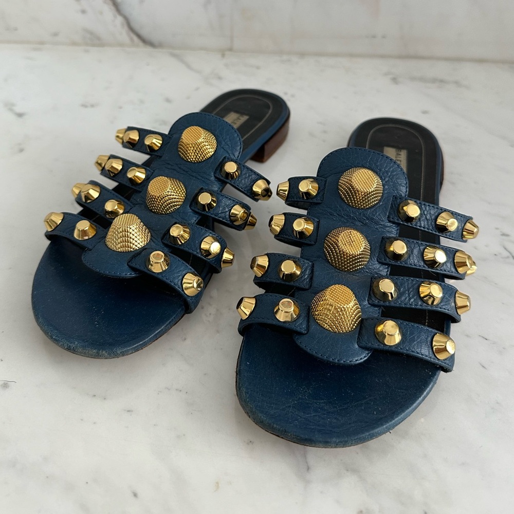Balenciaga Blue Studded Leather Arena - Picture 3 of 6